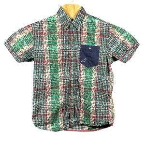 Staple Pigeon Men's Medium Plaid Paisley Short Sleeve Button Up Shirt‎